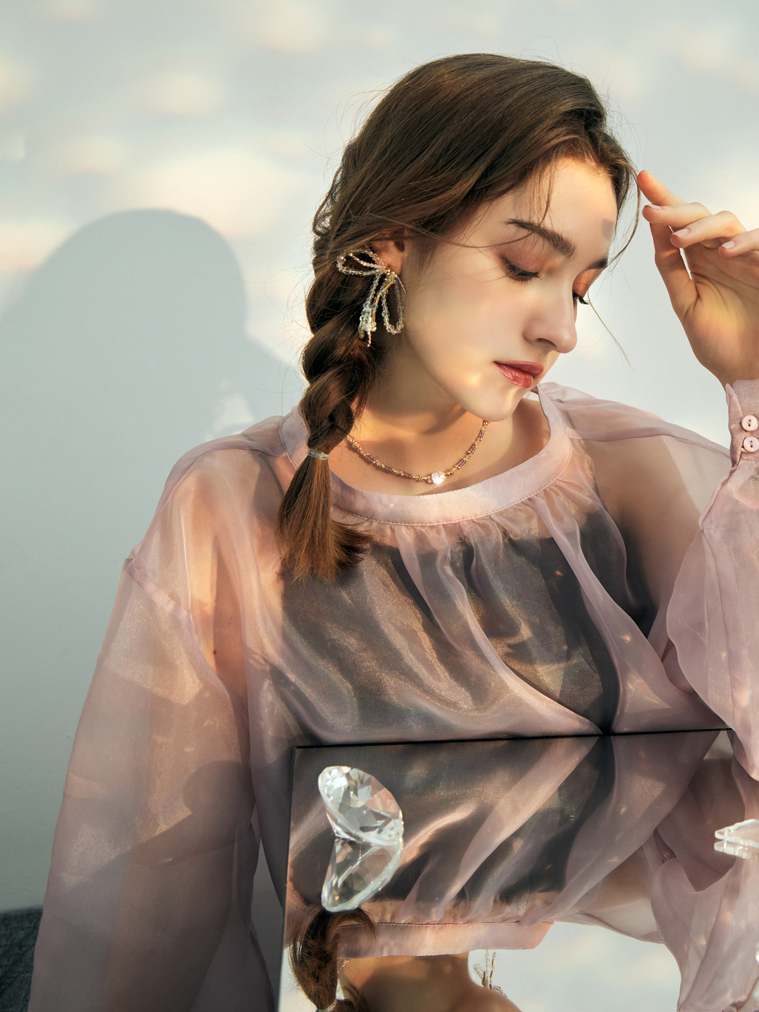 克萊恩之約。MUCHAT手作14KGP幾何鋯石水晶項鍊