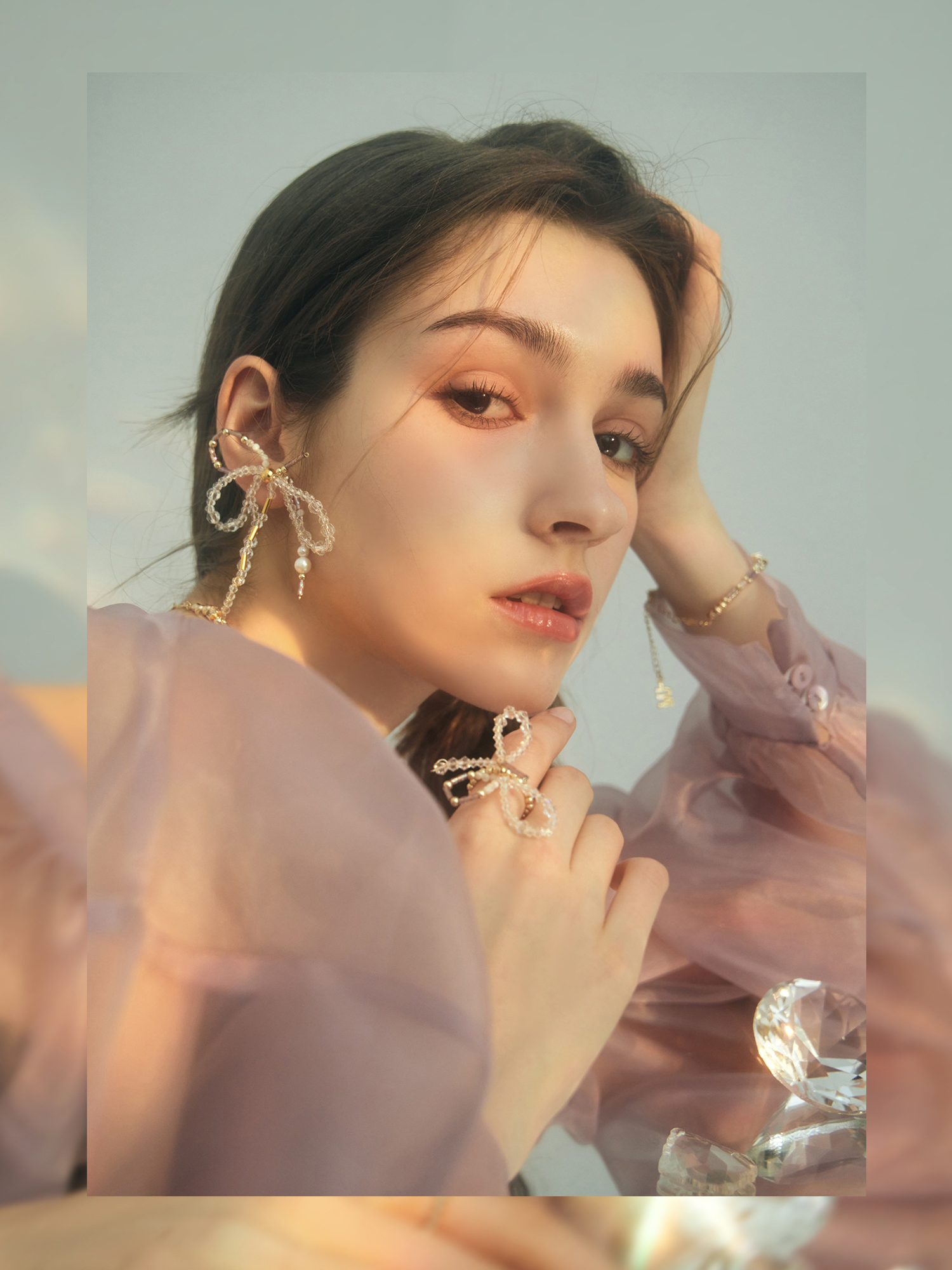 克萊恩之約。MUCHAT手作14KGP水晶貝殼珠蝶結戒指