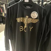 [S] BOYLONDON EAGLE BOY LONG SLEEVE,BLACK/GOLD, B93TL1001U99 (SBB375)