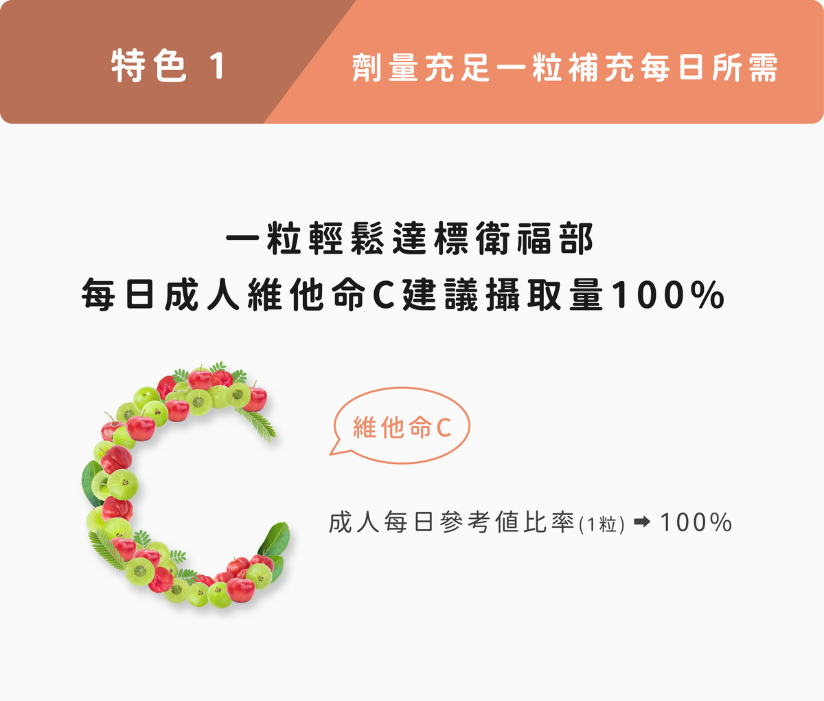 一立滿足每日成人100%的維他命C
