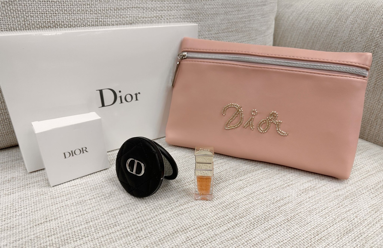 Dior beauty粉紅色仿皮化妝袋套裝 -M