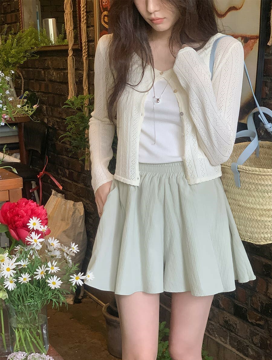 韓國Cherrykoko授權 高質感平紋傘擺鬆緊短褲【MADE, CRKO】系列