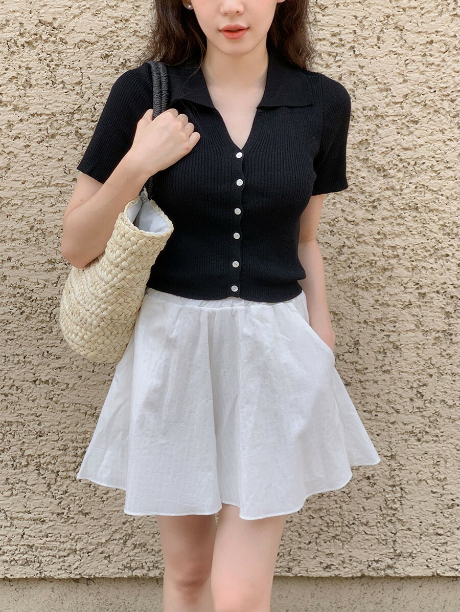 韓國Cherrykoko授權 高質感平紋傘擺鬆緊短褲【MADE, CRKO】系列