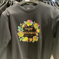 [S] BOYLONDON UNISEX ROUND FLOWER SWEATSHIRT,BLACK/GOLD, B13MT3016U99 [FINAL SALE] (SBB386)