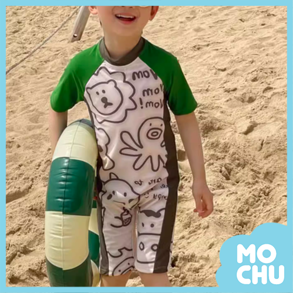 動物拼色連身泳裝