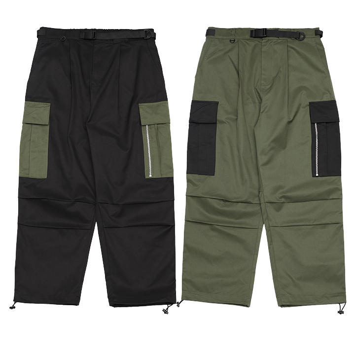 【車庫服飾 】 QUEST ZIP CARGO PANTS / 拚色口袋長褲