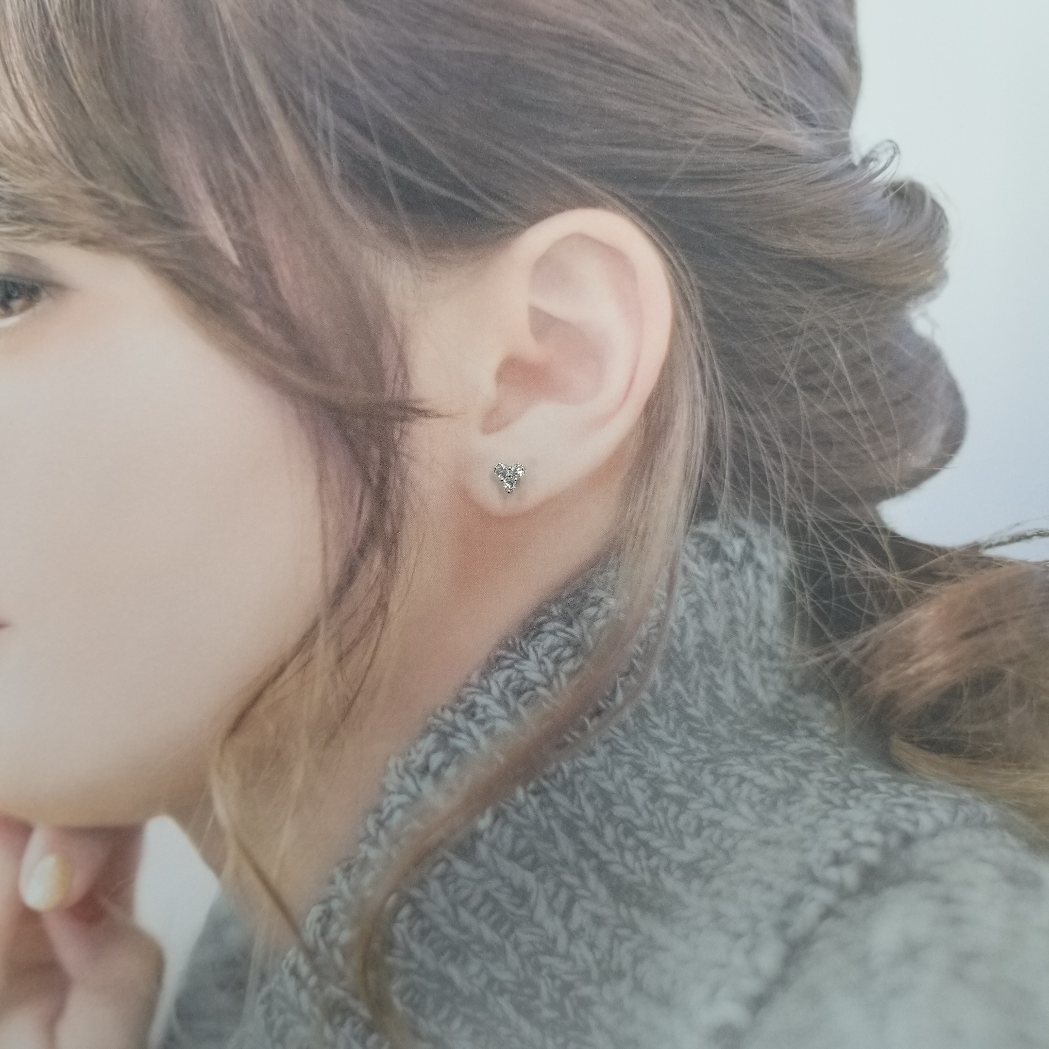 全新18K白金50份鑽石耳環