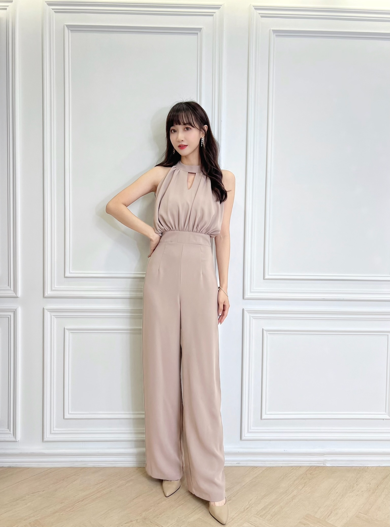 (長腿首選!)圓領高腰連身褲