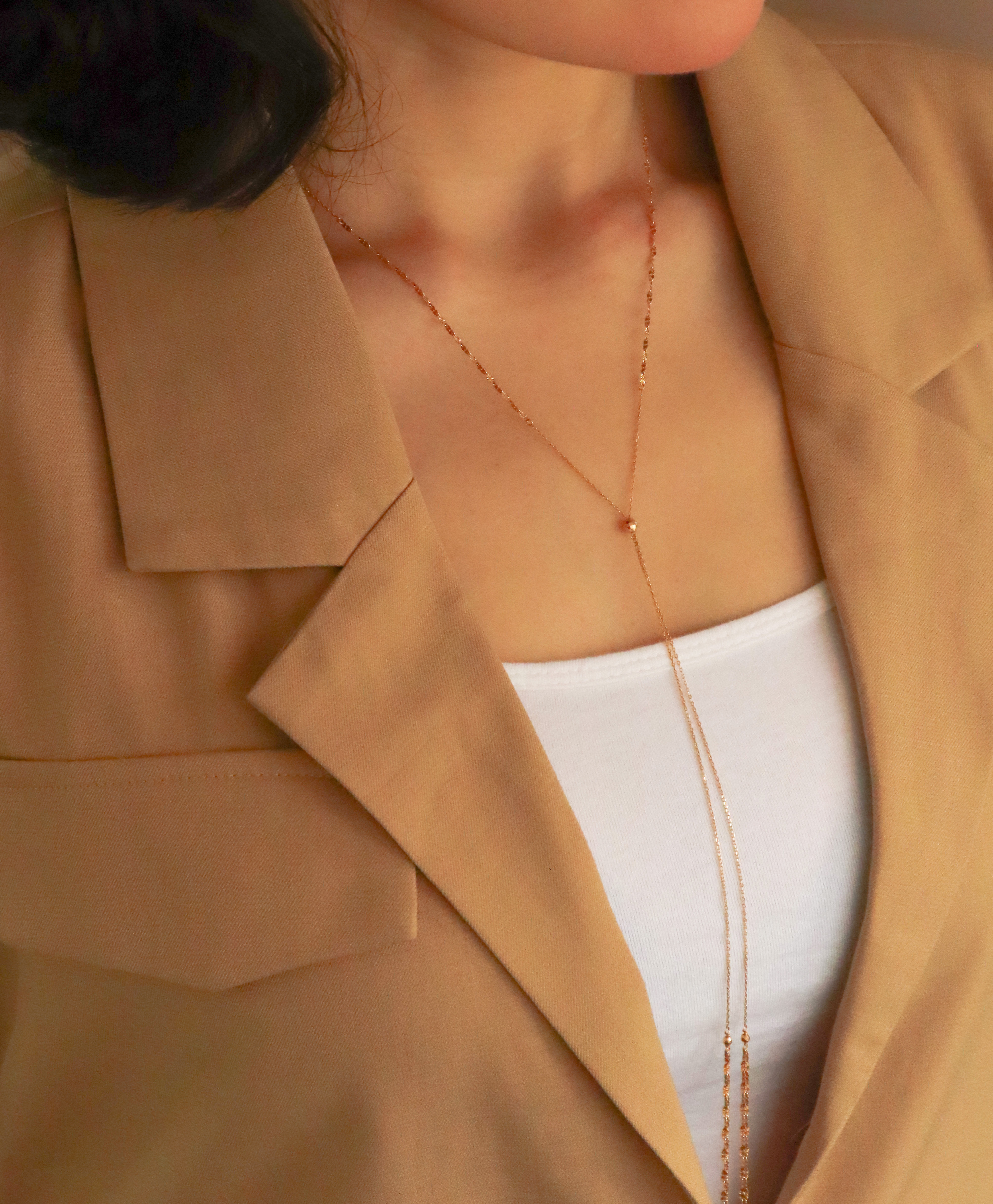 18K/日本設計款系列-可調節花紋Y字長鍊