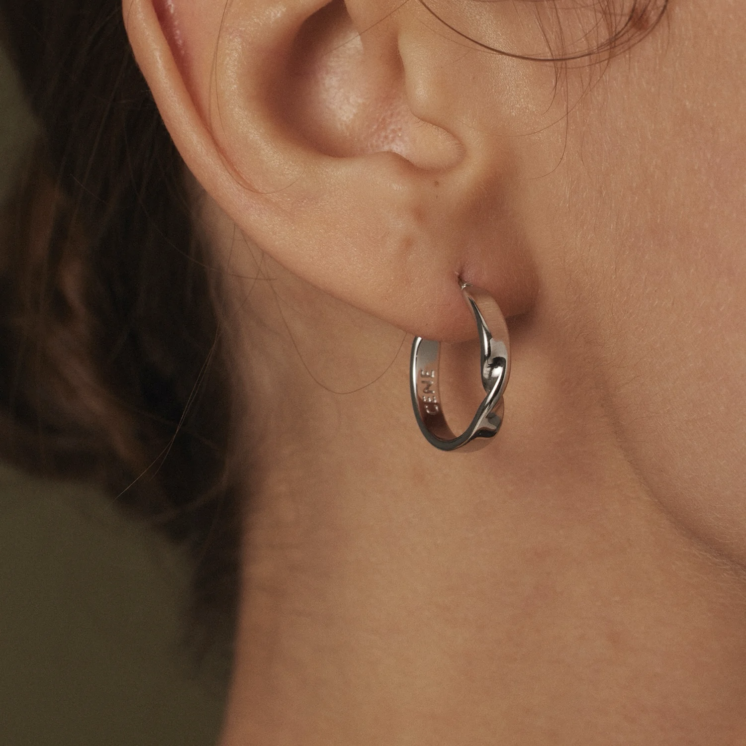 cene 扭轉圈型耳針耳環