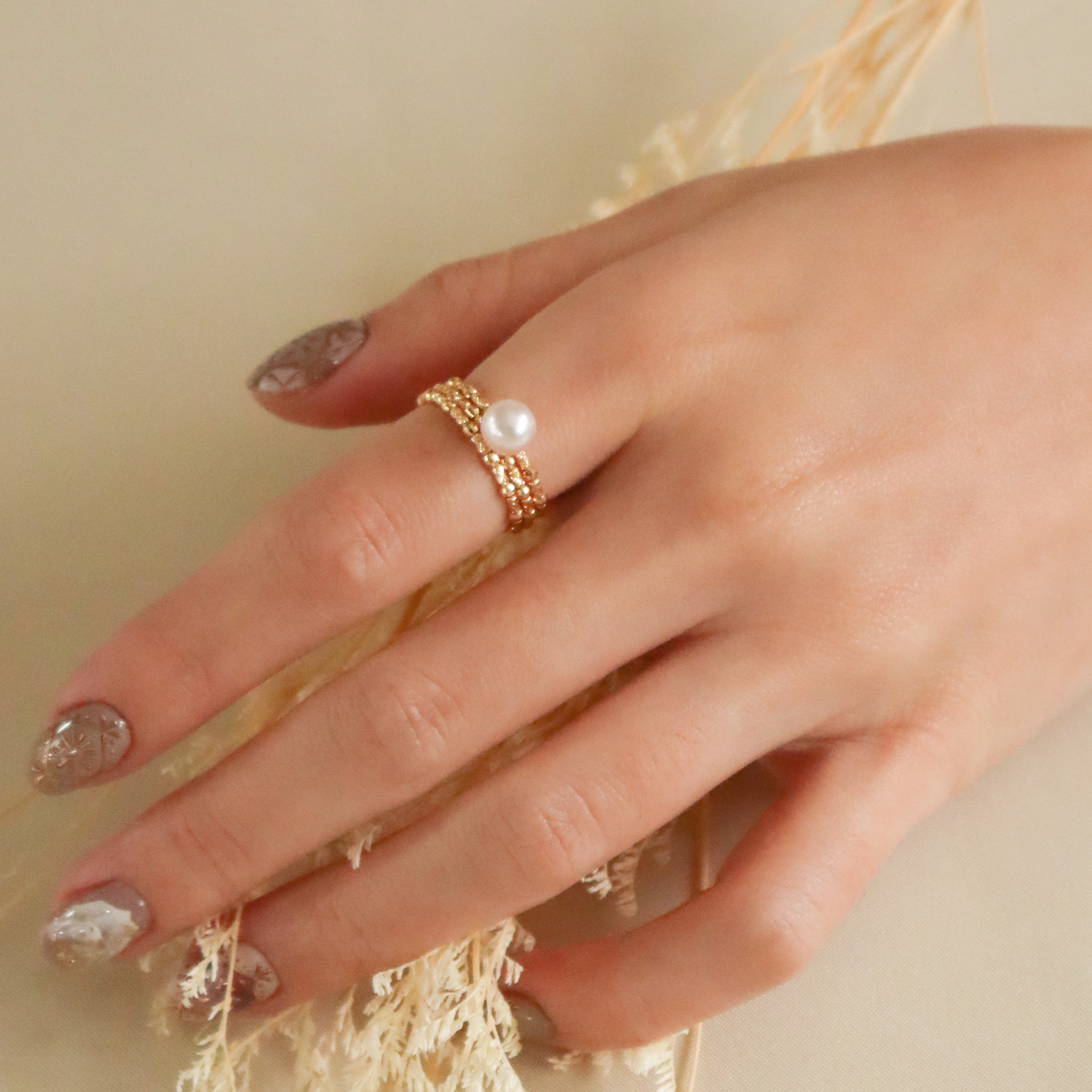 18K/日本設計款系列-單顆珍珠環繞戒