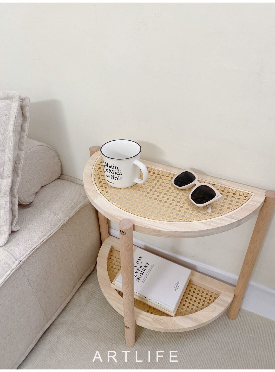 半圓藤編茶几/小邊桌