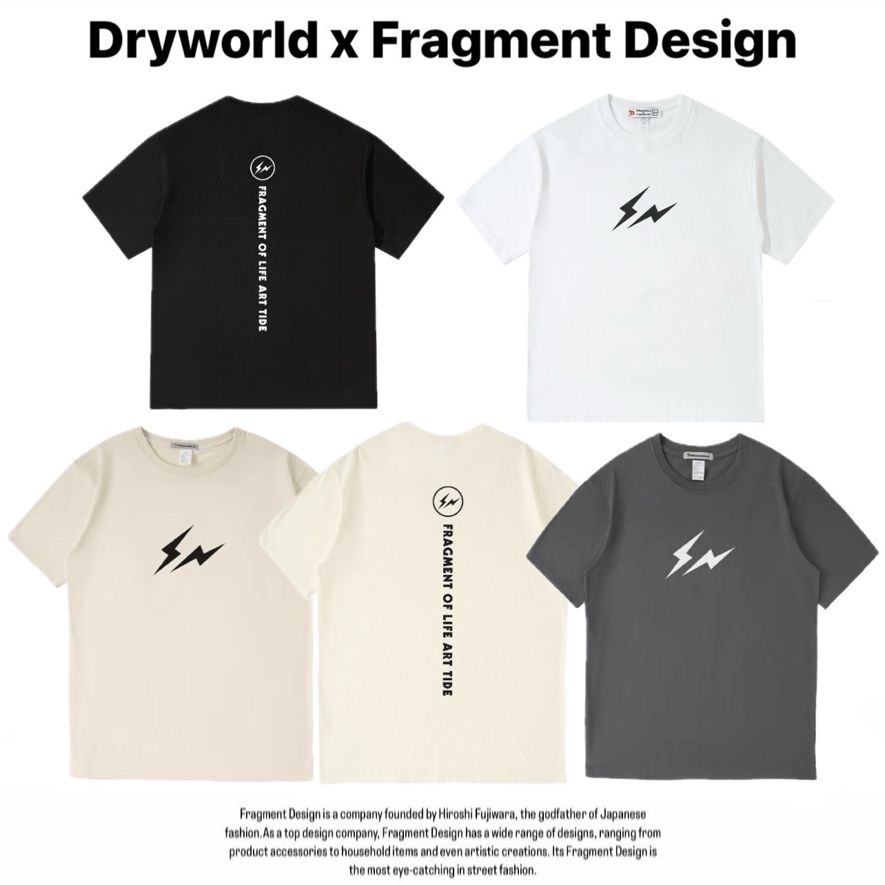 聯名 Dryworld X Fragment OF Life art Tide Design 胸前閃電 背後標語 藤原浩 短袖 短T TEE J-RHML240T3028