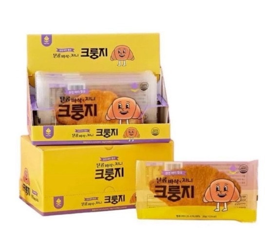 韓國 GINI F&S香酥甜脆扁可頌牛角麵包 10入