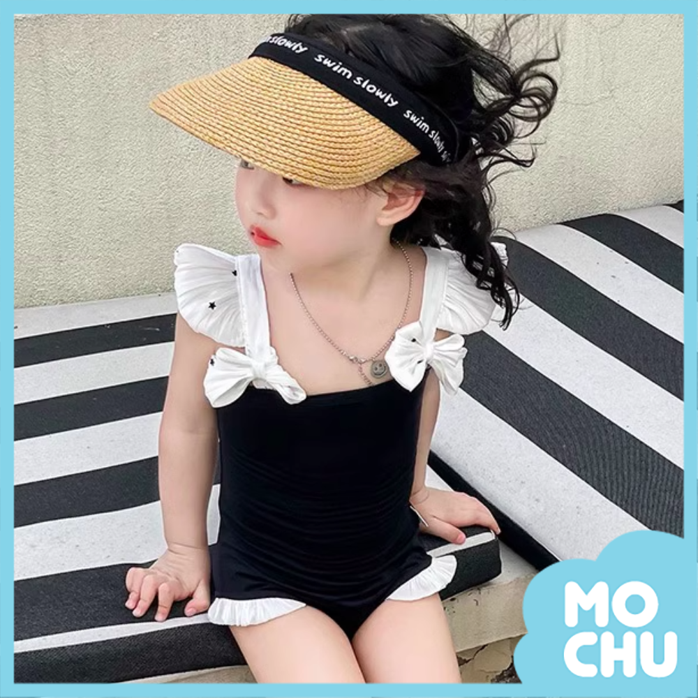 蝴蝶結飛袖肩帶泳裝