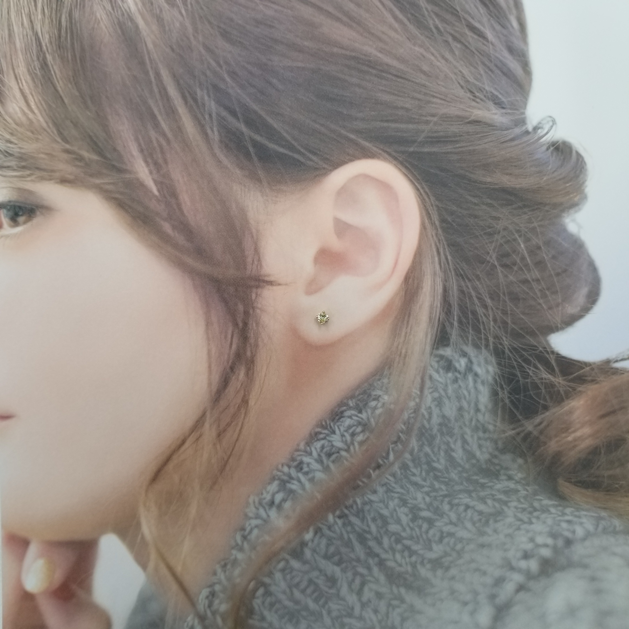 全新18K玫瑰金【主石32份鑽石】4爪耳環