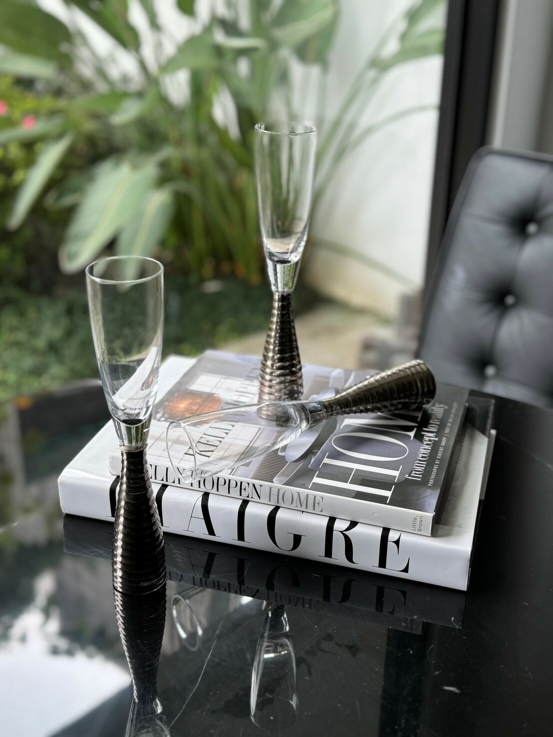 銀錐波紋香檳杯