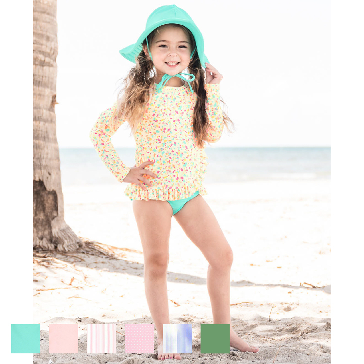 美國Ruffle Butts-島嶼藍/雨林綠/粉紅/粉紅泡泡/粉藍條紋/粉紅圓點 防曬遮陽帽