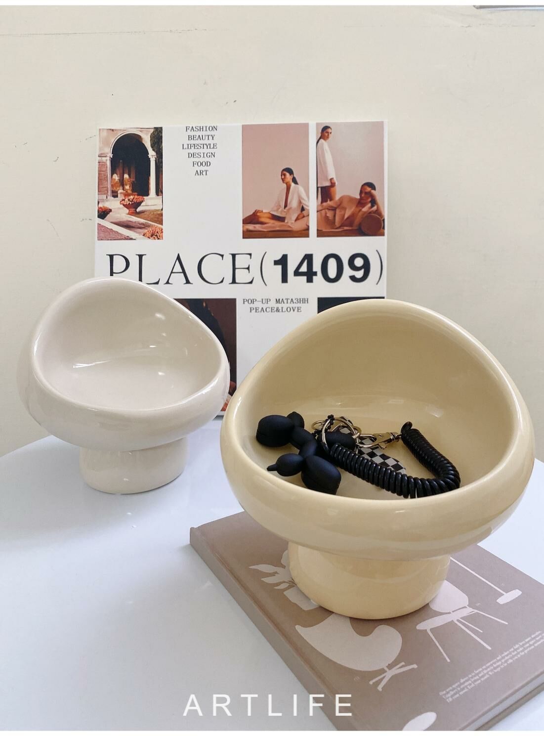 奶油蘑菇桌面收納盤