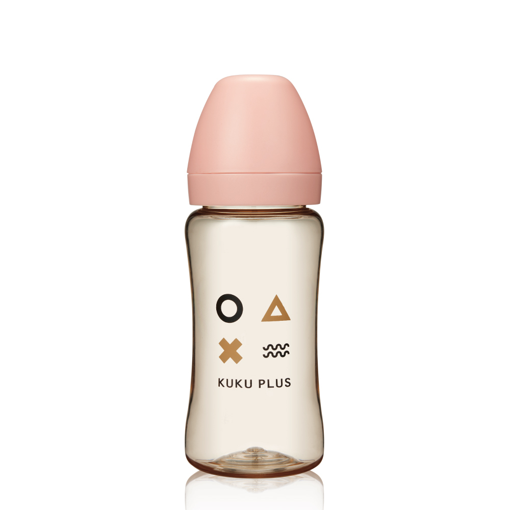 KUKU PLUS 純真之瞳寬口PPSU奶瓶 300毫升 - 粉色