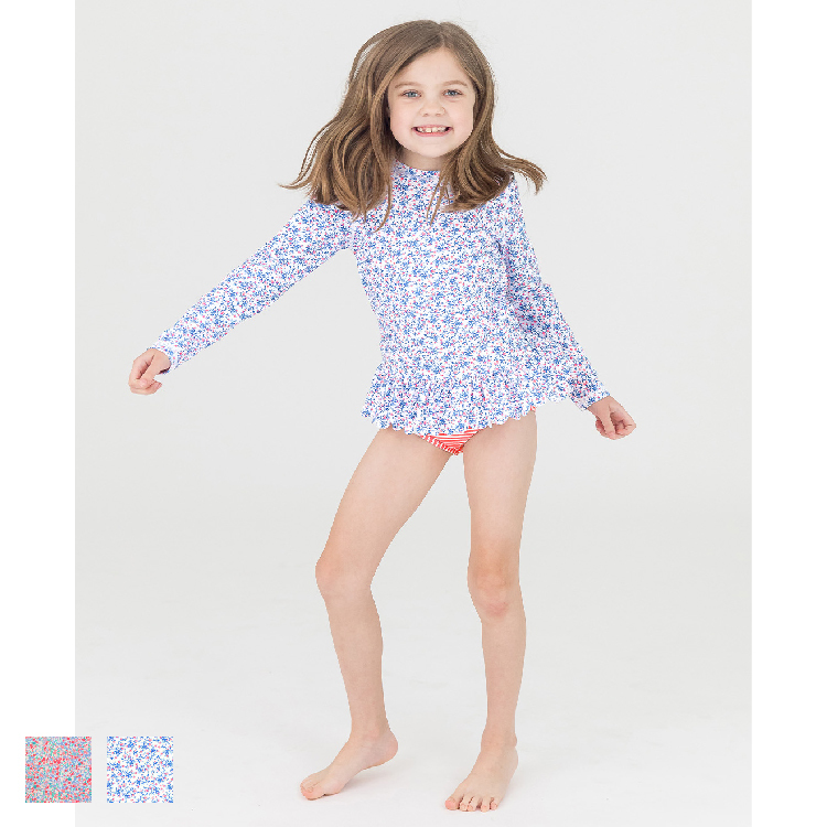 🔥2024新款🔥 美國RuffleButts -「公主閃亮/小屋茶扇形」 兩件式長袖泳裝