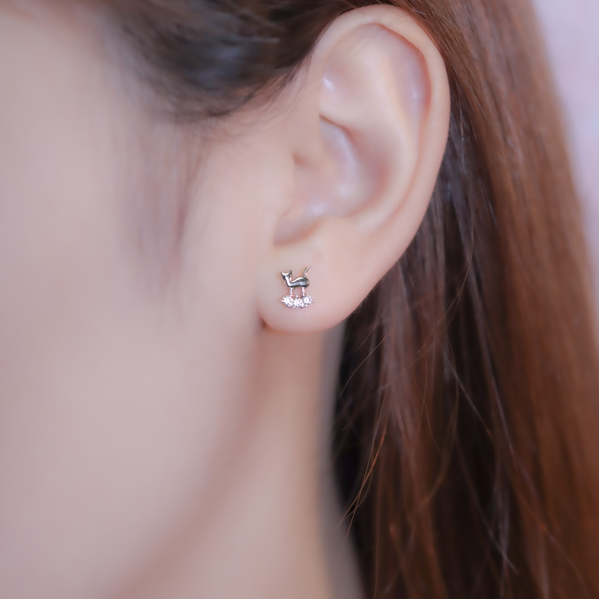 | 925純銀 | 小貓咪耳環 | EA0746 |