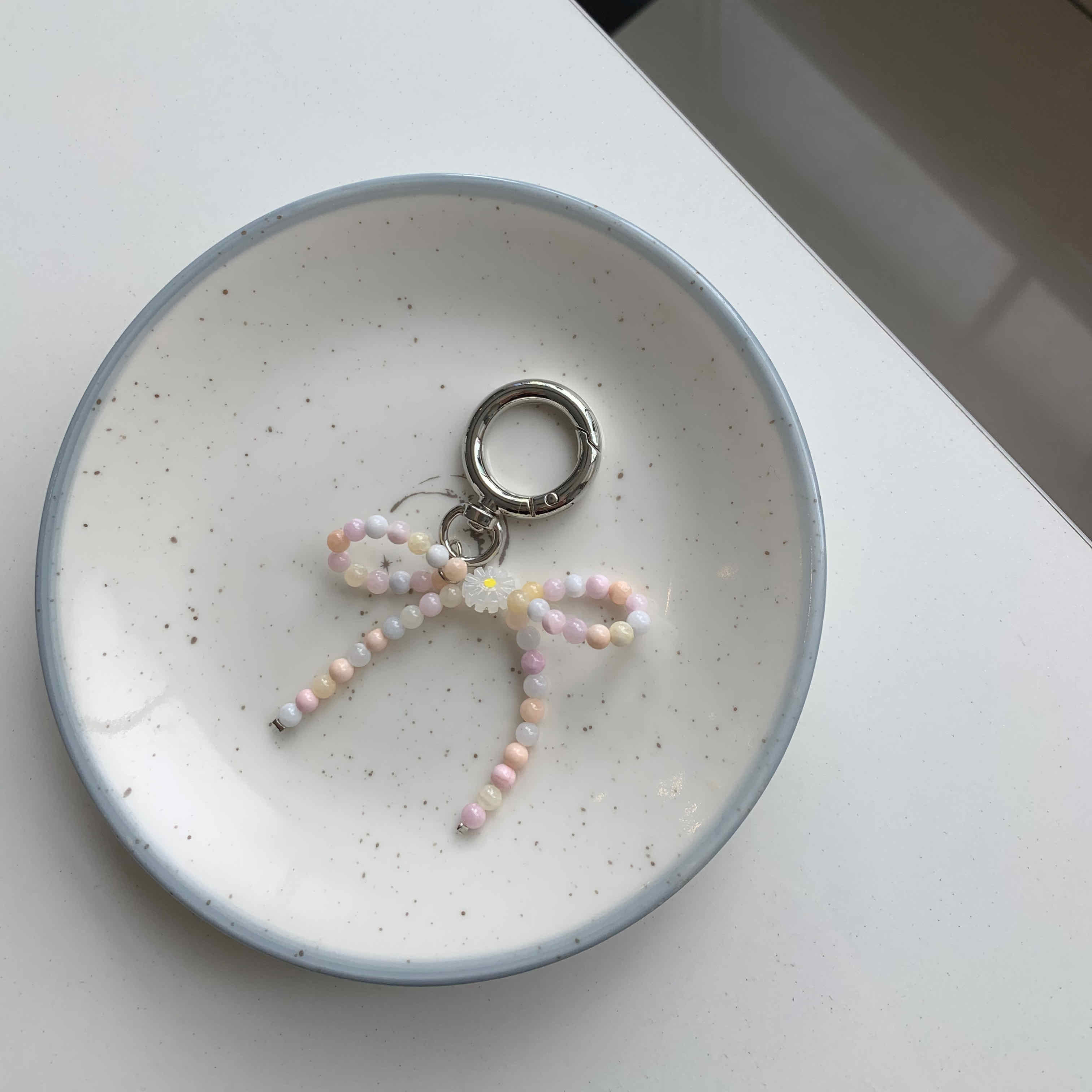 🇰🇷粉紅泡泡小花蝴蝶結鑰匙圈