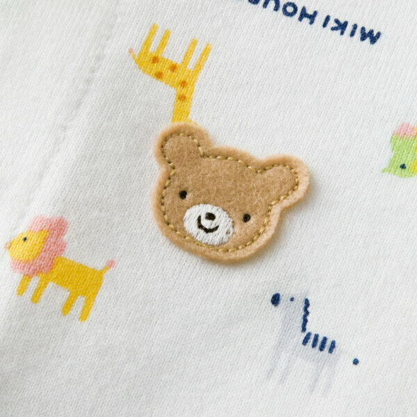 平紋針織棉短袖前開連身衣-動物