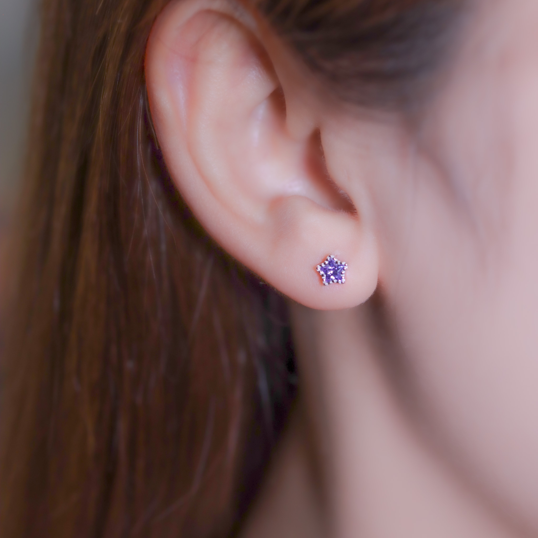 | 925 Silver | Little Purple Star Earrings | EA0763 |
