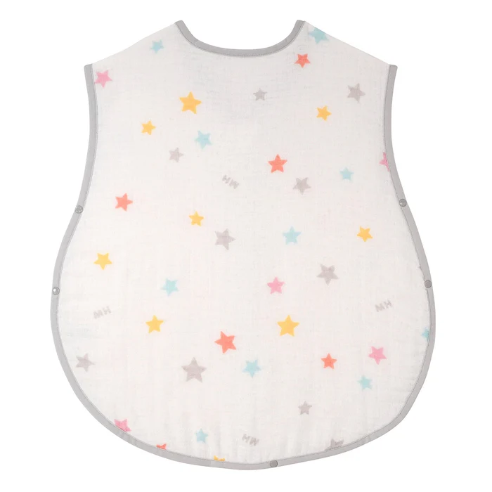 六層針織紗布星星印花防踢被-白