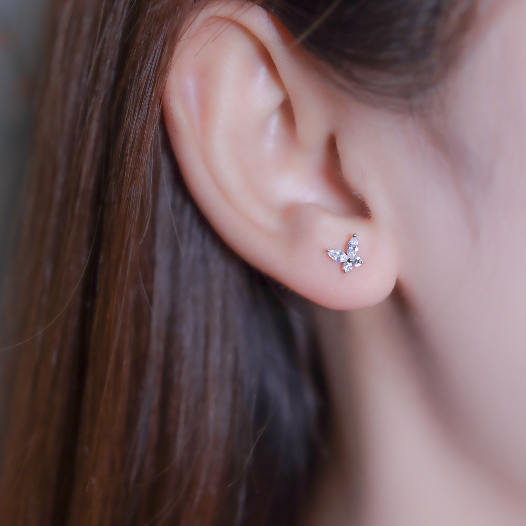 | 999足銀・白金・ 玫瑰金 | 小蝴蝶耳環 (銀/玫瑰金) | EA0760 |