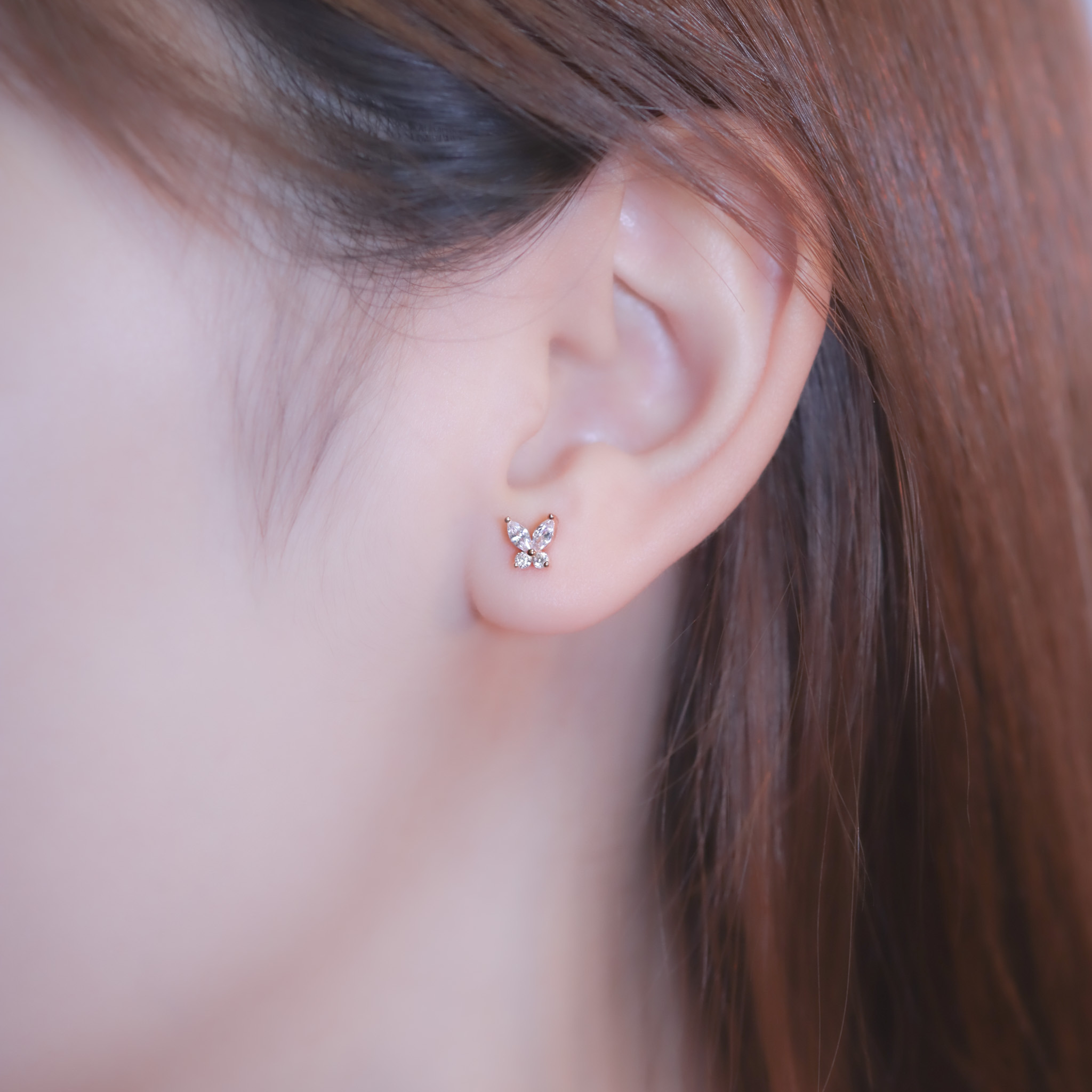 | 999足銀・白金・ 玫瑰金 | 小蝴蝶耳環 (銀/玫瑰金) | EA0760 |