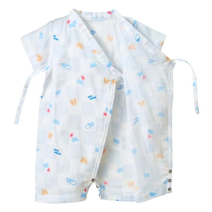 雙層針織紗布甚平-富士山&熊