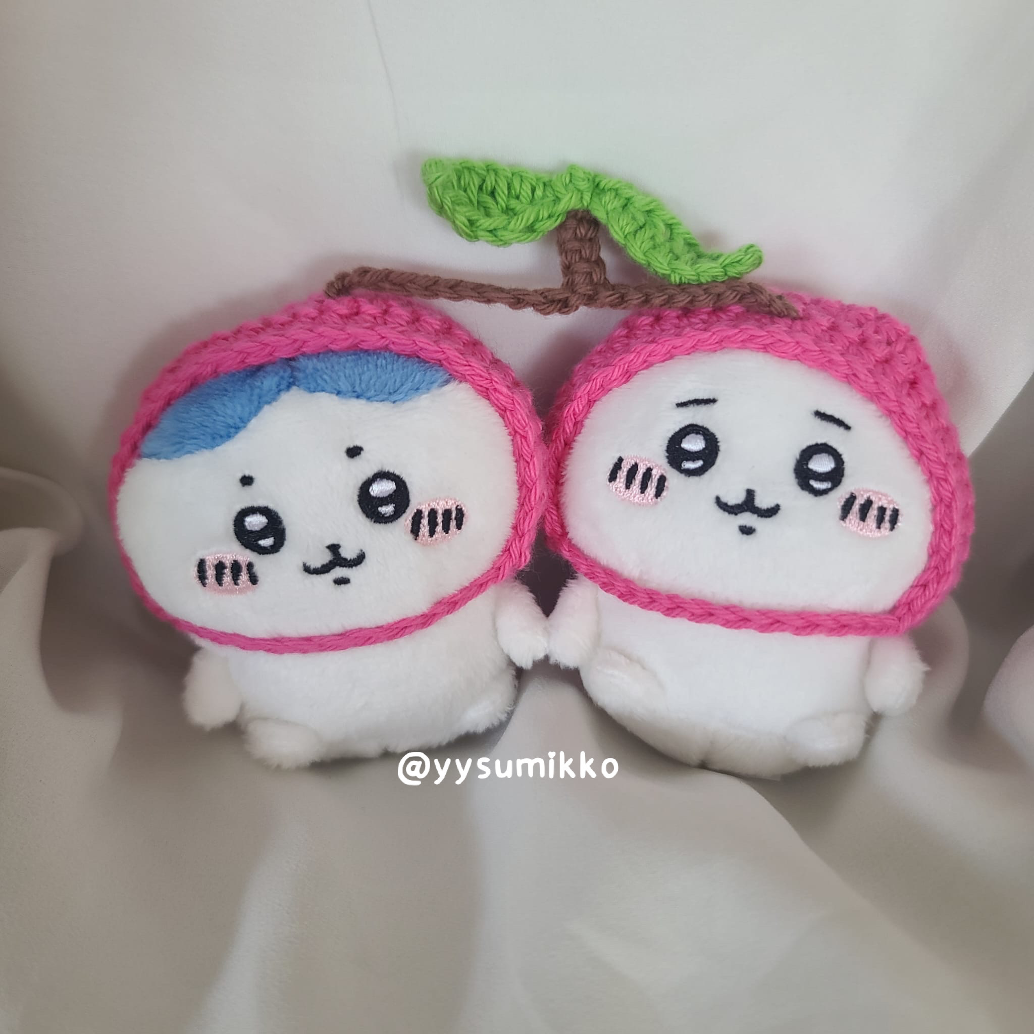 [全人手製] 情侶款 粉紅車厘子 CP頭飾 全包 冷帽 Chiikawa適用