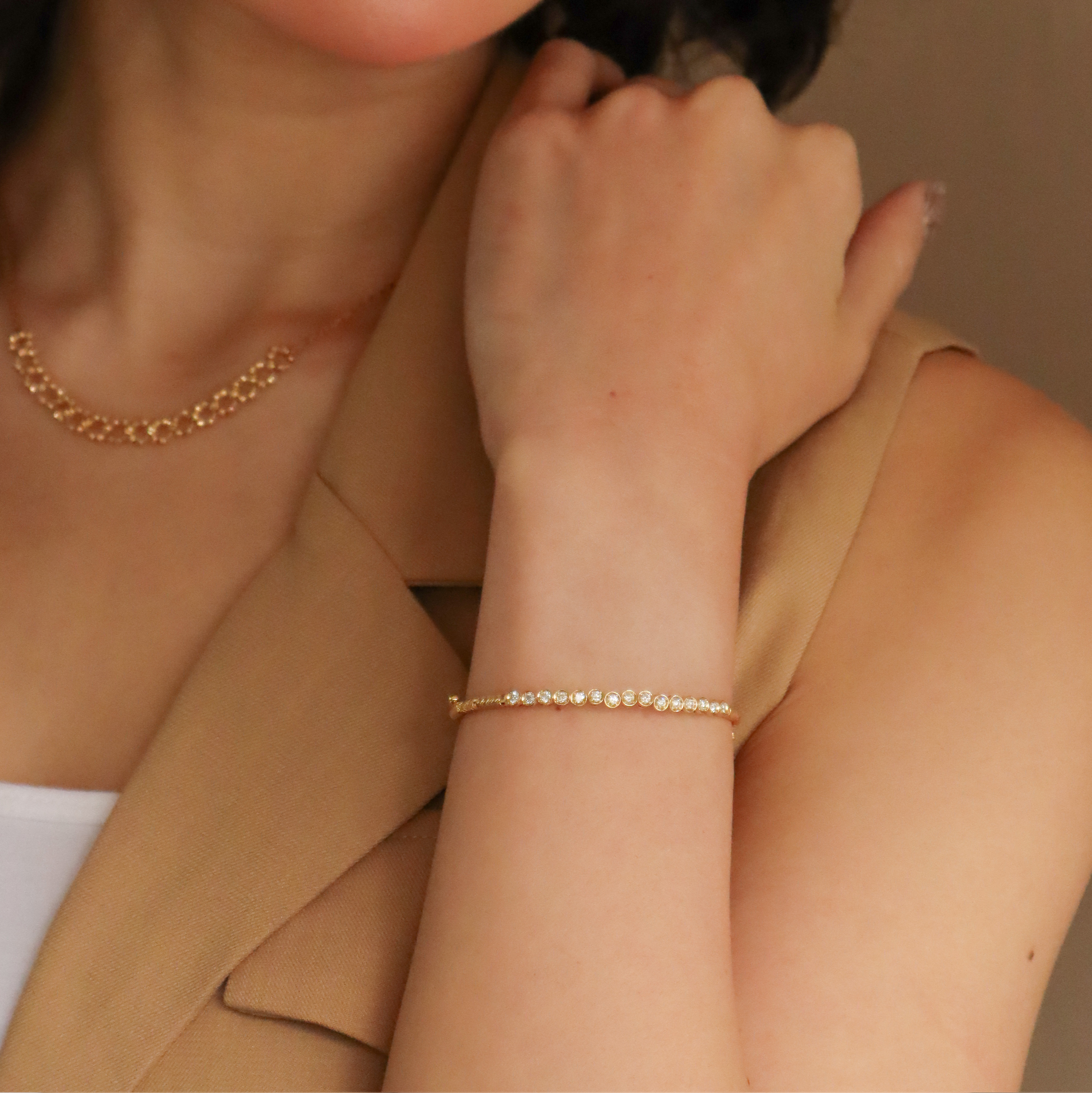 18K/日本設計款系列-圓鑽手環