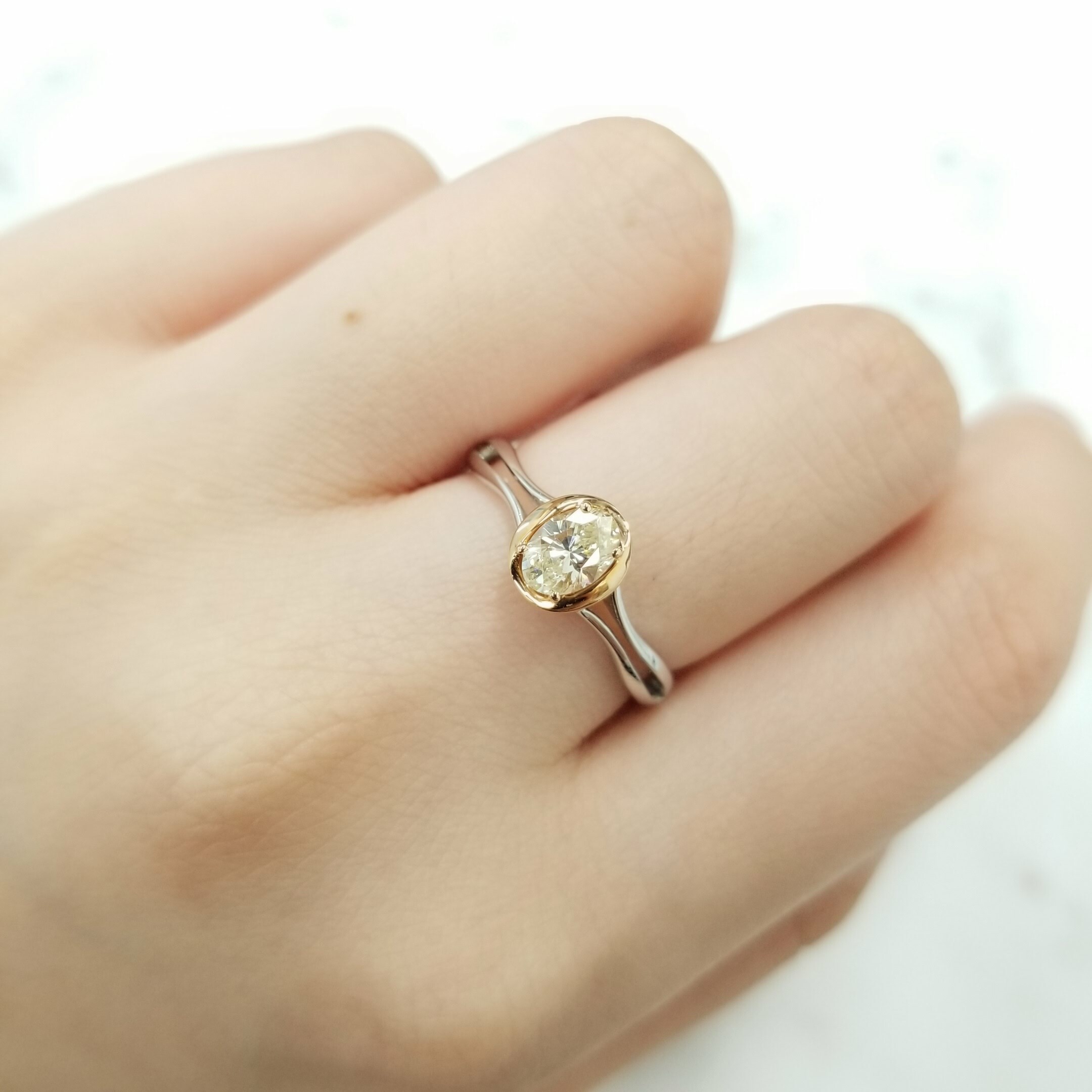 全新18K金【單粒44份蛋形鑽石】戒指