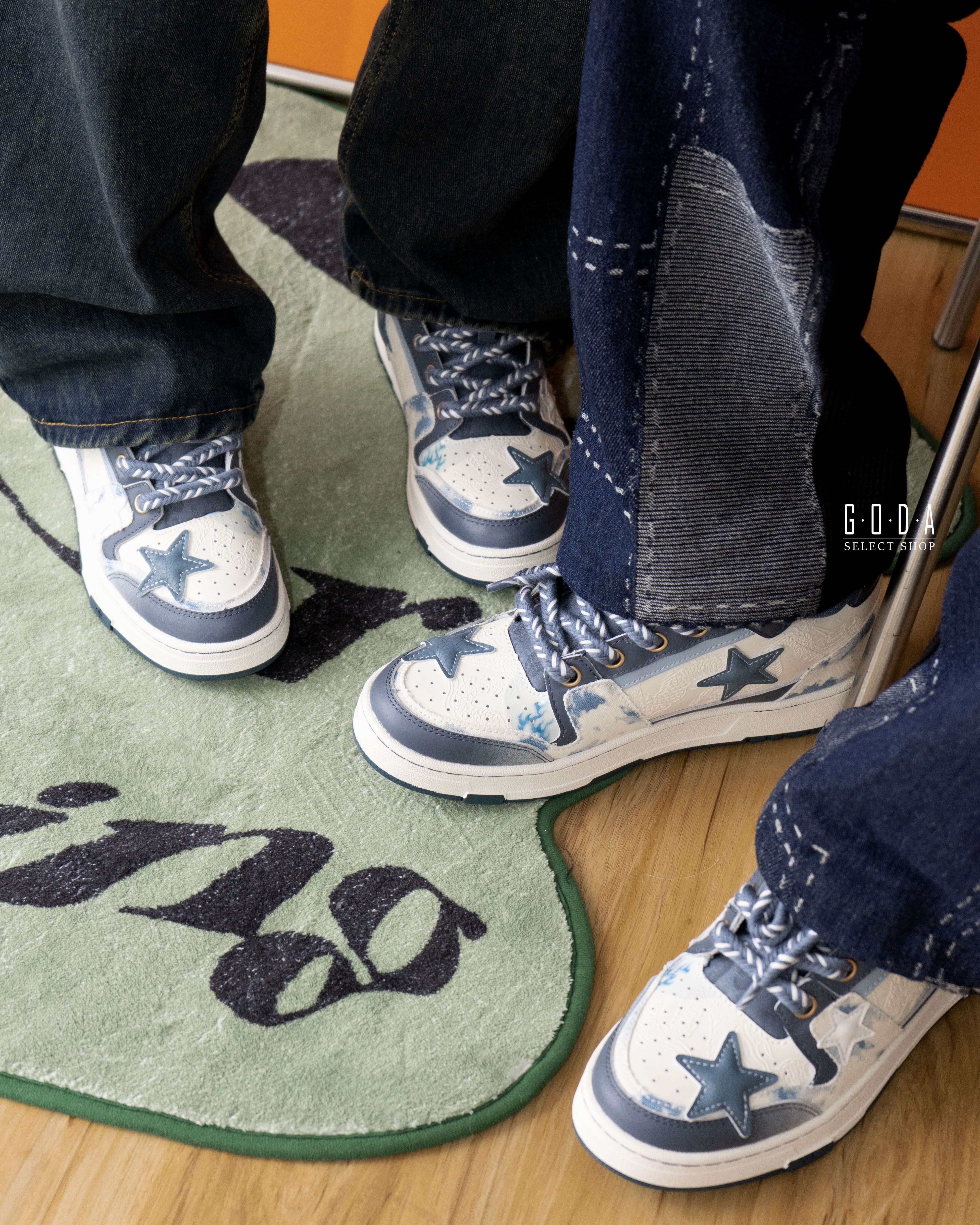 (寶藏鞋款) KAALIXTO AZURE DRAGON 青龍花瓷 星星 防滑耐磨 低筒板鞋 男女同款 KSH240101