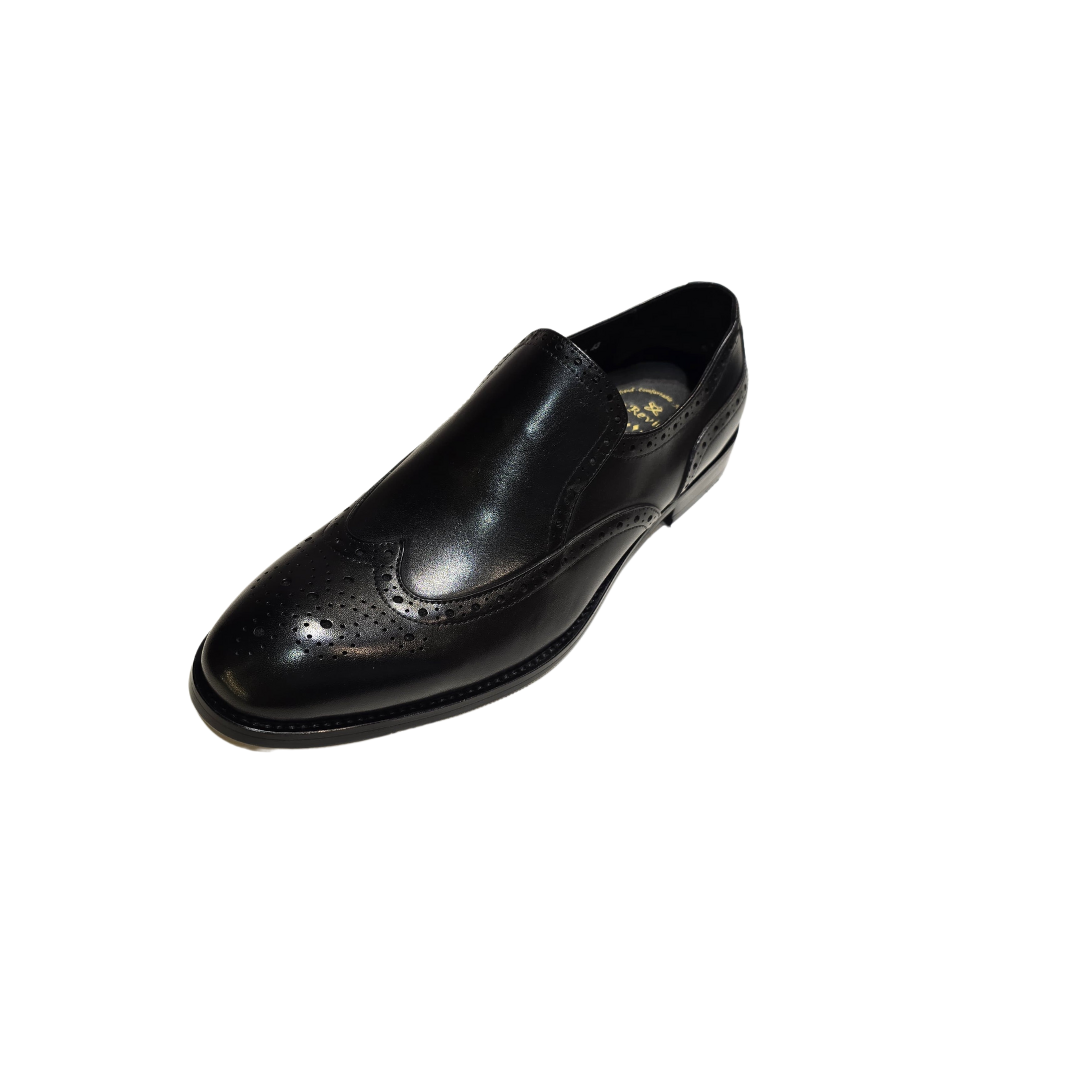 Revic 男裝皮鞋 | CH-23｜黑色雕花翼紋無帶便鞋