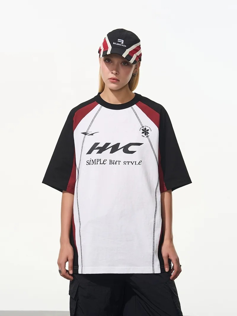 Harsh and Cruel 24SS 撞色拼接反車線足球Logo短袖 HX242020095