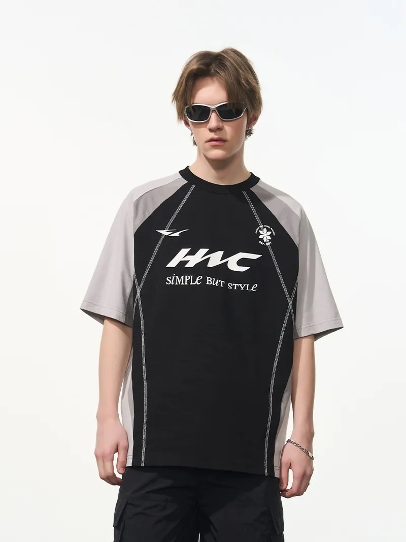 Harsh and Cruel 24SS 撞色拼接反車線足球Logo短袖 HX242020095