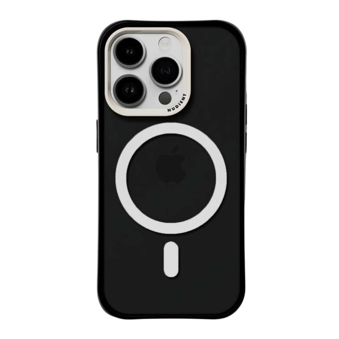 Nudient｜iPhone14系列透明光感手機殼-FORM/透明黑magsafe款