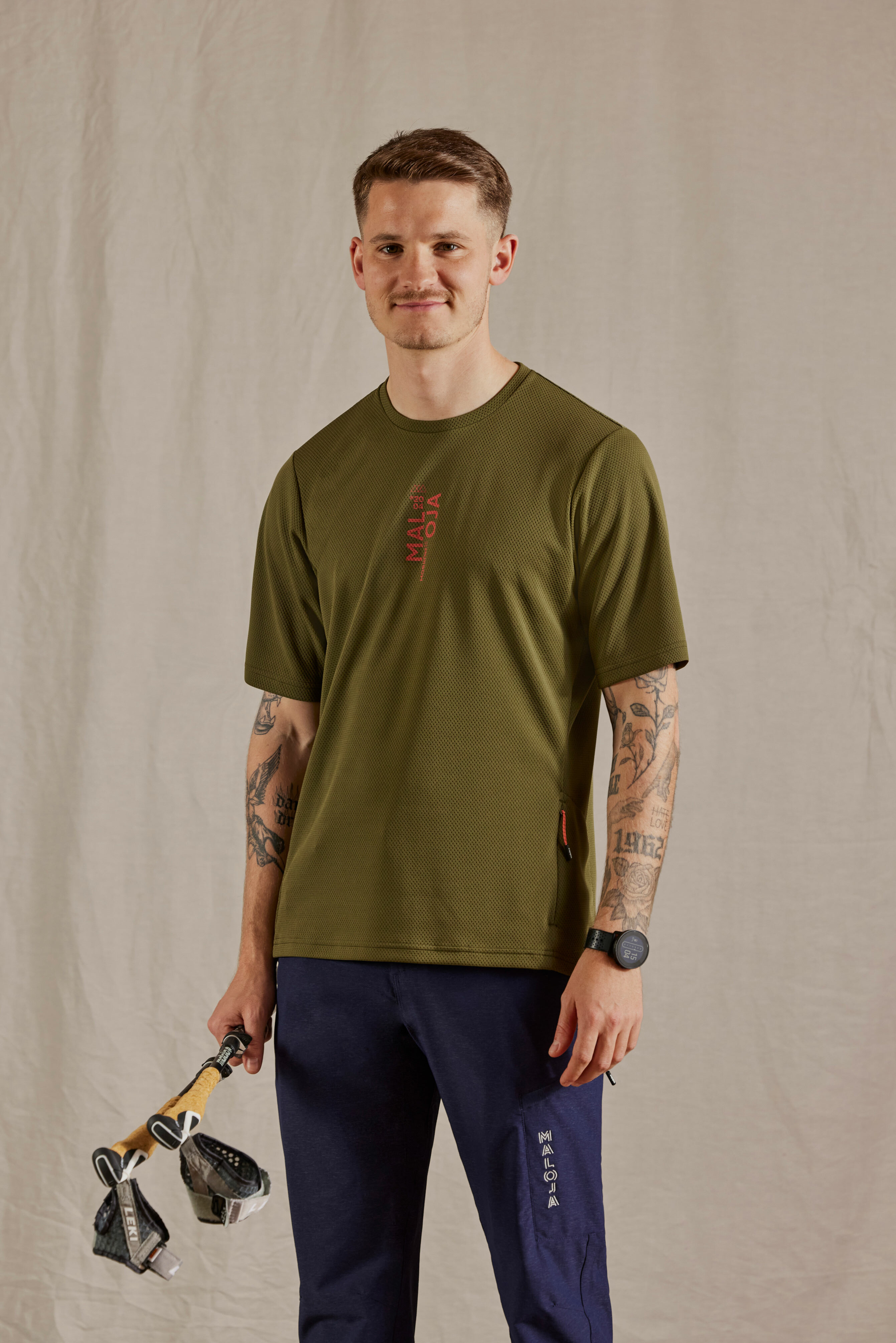 【MALOJA】男Polygiene快乾短袖上衣 / 24MA37225-[岩石灰、叢林綠]