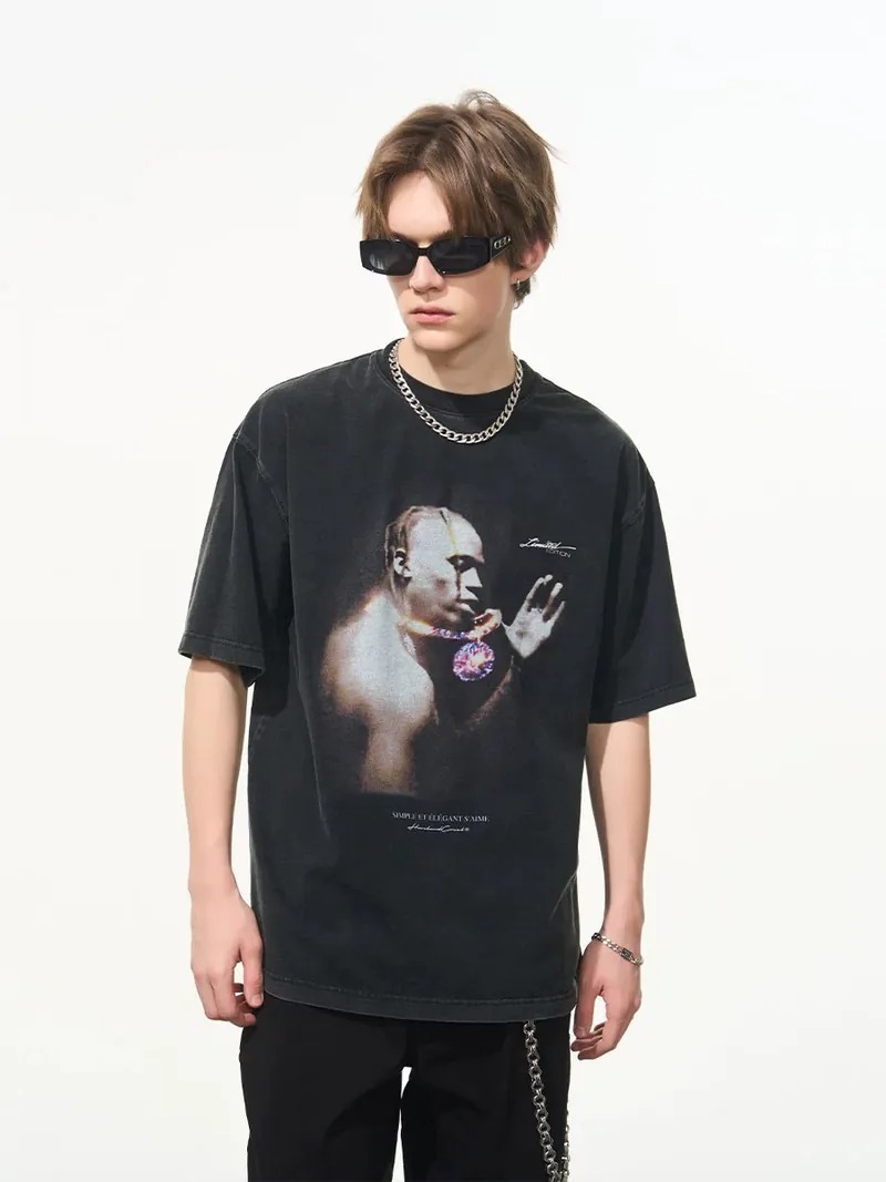 Harsh and Cruel 24SS TRAVIS人像雜訊水洗做舊短袖 HL242020066