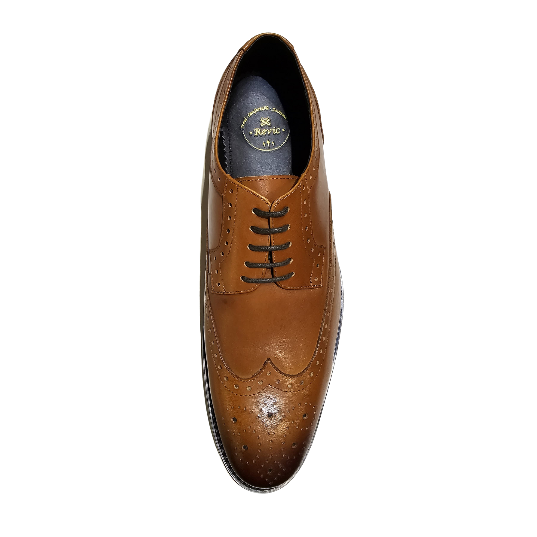 Revic 男裝皮鞋 | TCF-82BR | 啡色翼紋德比皮鞋
