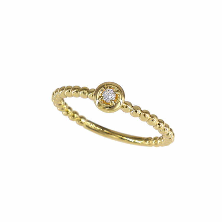 閃耀典雅：9K金鑽石圓珠戒指