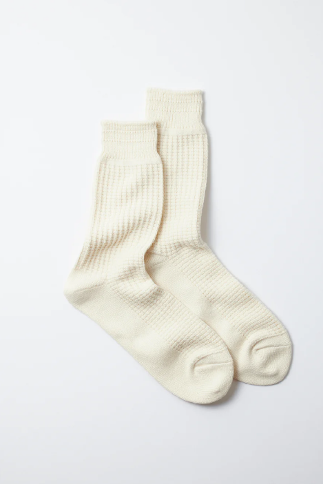 ROTOTO COTTON WAFFLE CREW SOCKS (4色)