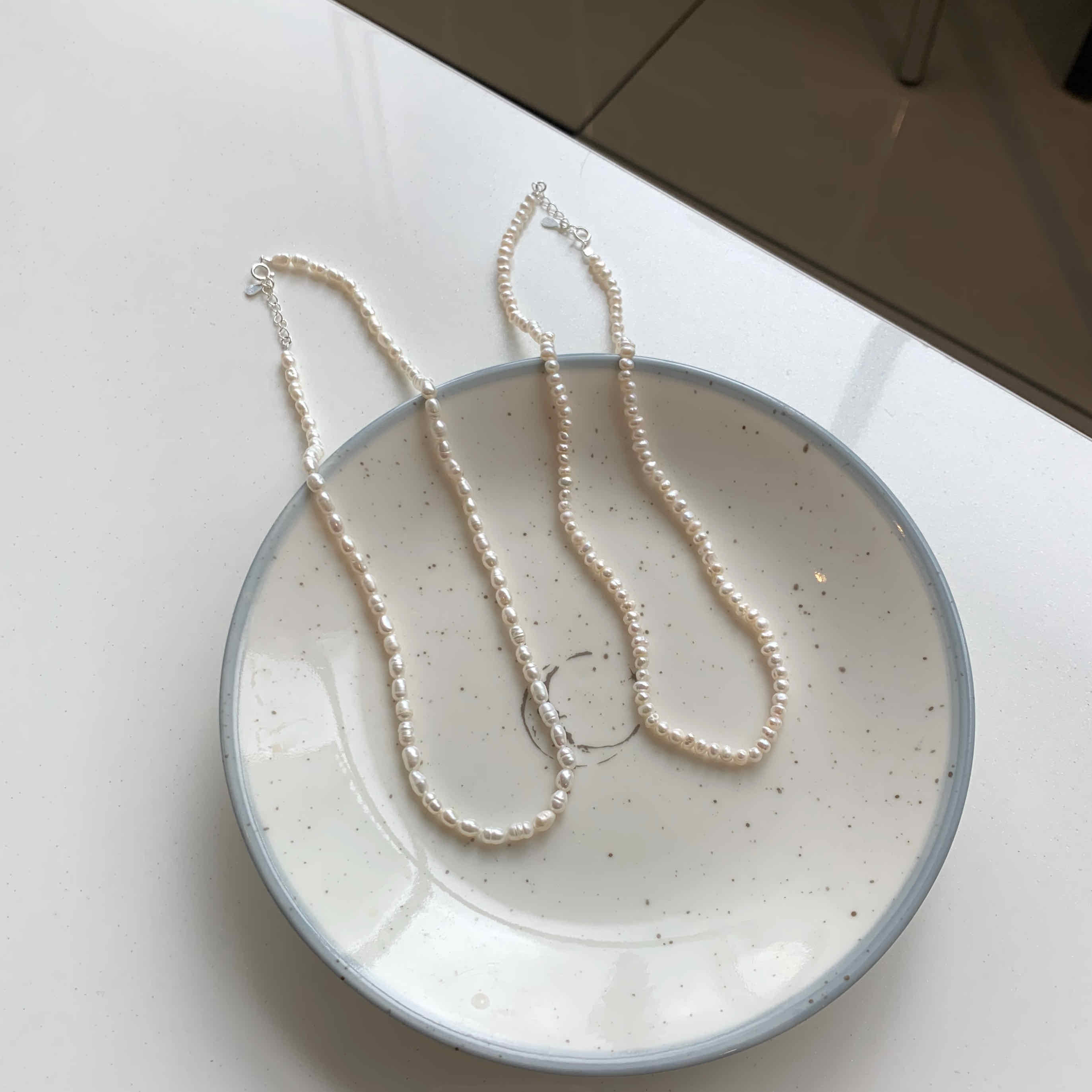 🇰🇷925 silver 淡水珍珠花串項鍊｜2 size