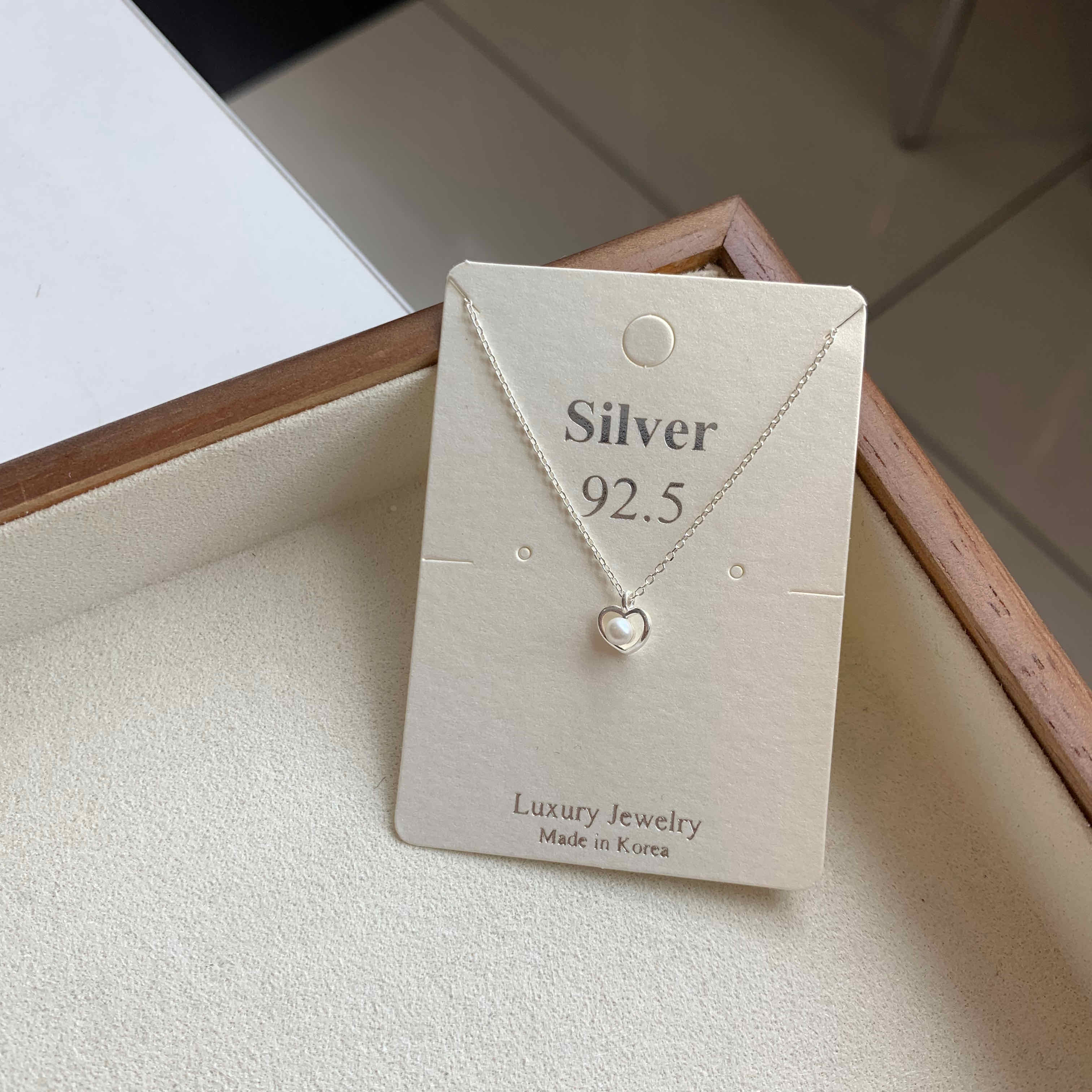 🇰🇷可愛推薦！925 silver 愛心框珍珠項鍊