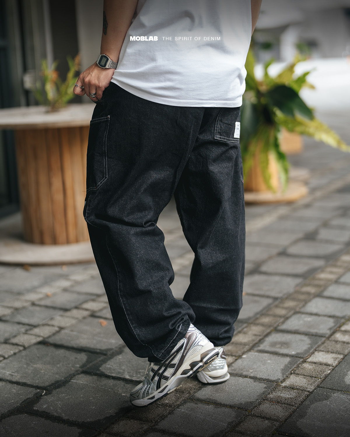 MOBLAB 重磅工具口袋單寧寬褲