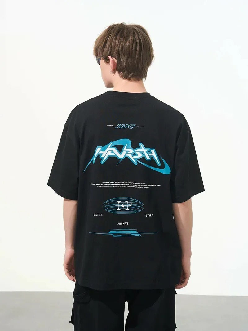 Harsh and Cruel 24SS Cyberpunk 未來感湖水藍字體短袖 HZ242020047